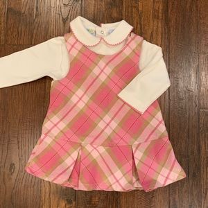 NWOT Pink Plaid Pleated Dress And Onesie